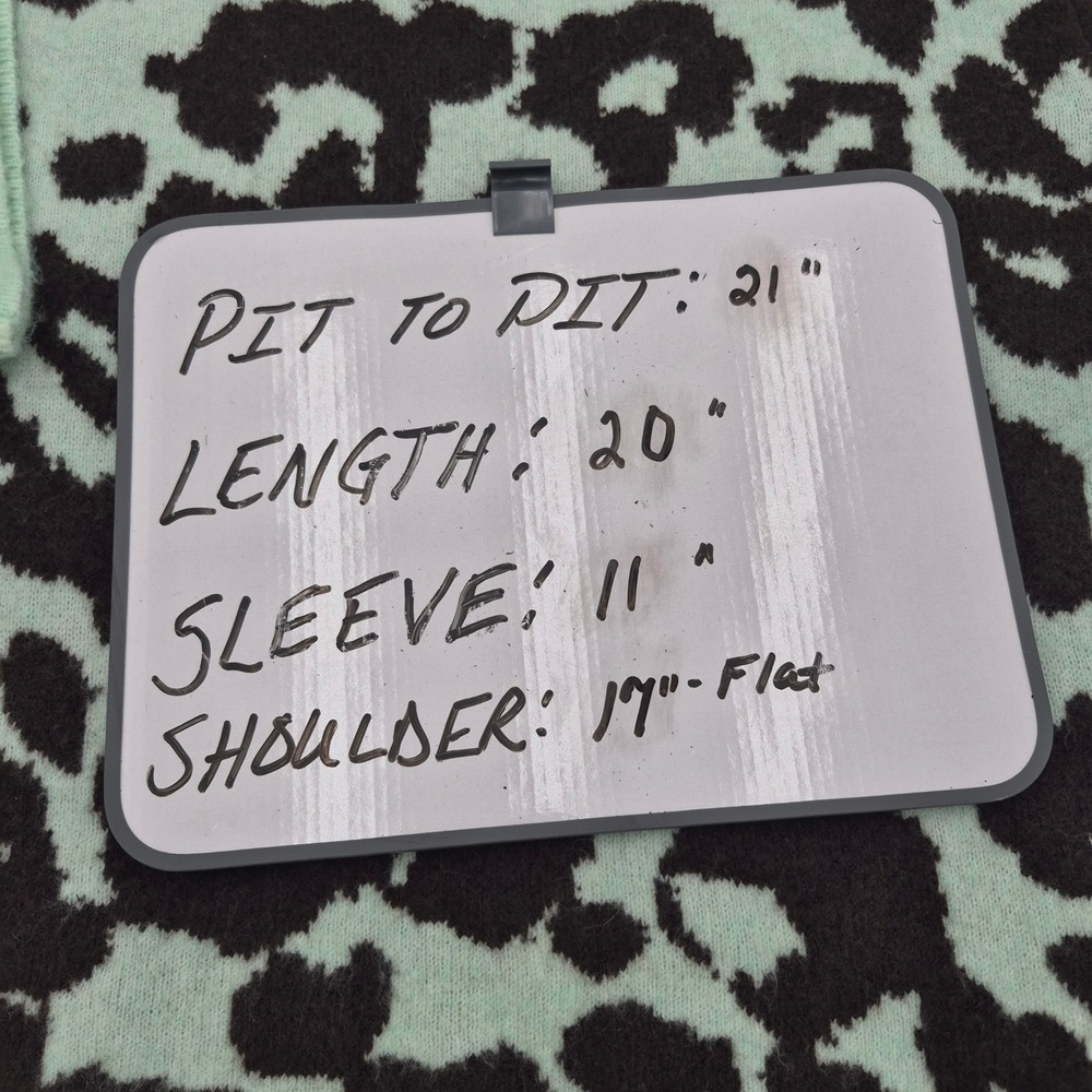 Worthington Womens Mint Green Brown Leopard Print Short Sleeve Sweater Large - Picture 6 of 6